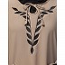 Embroidery abaya with balloon sleeves- Khaki